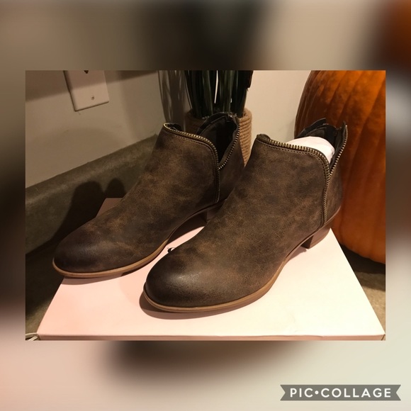 Just Fab Laurette Brown Booties with Side Zipper Size 7 - Never Worn - Picture 2 of 4